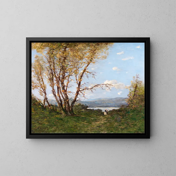 Un paesaggio - Henri-Joseph Harpignies — quadro incorniciato alla parete