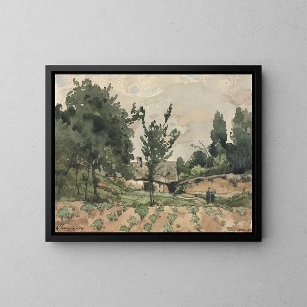 Paesaggio con fattoria - Henri-Joseph Harpignies — quadro incorniciato alla parete