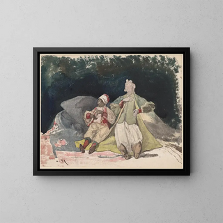 HenriJoseph Harpignies - Two Dolls or Puppets Sitting on Cushions.webp