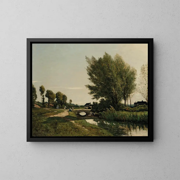 Una vista vicino a Saint-Priv - Henri-Joseph Harpignies — quadro incorniciato alla parete