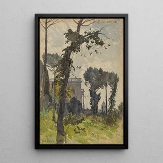 HenriJoseph Harpignies - View of the Dome of Saint PetersRome.webp