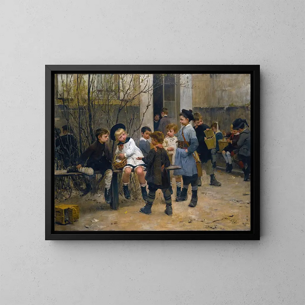 L'ora della merenda - Henri Jules Jean Geoffroy — quadro incorniciato alla parete