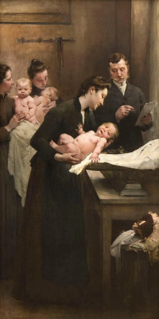 HenriJulesJean Geoffroy - Luvre de la goutte de lait au dispensaire de Belleville triptyque.webp