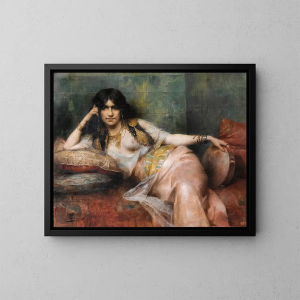 Odalisque al tamburello - Henri Adrien Tanoux — quadro incorniciato alla parete