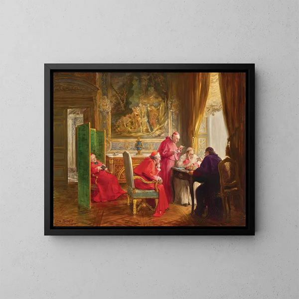 Cardinaux che giocano a scacchi - Henri Brispot — quadro incorniciato alla parete