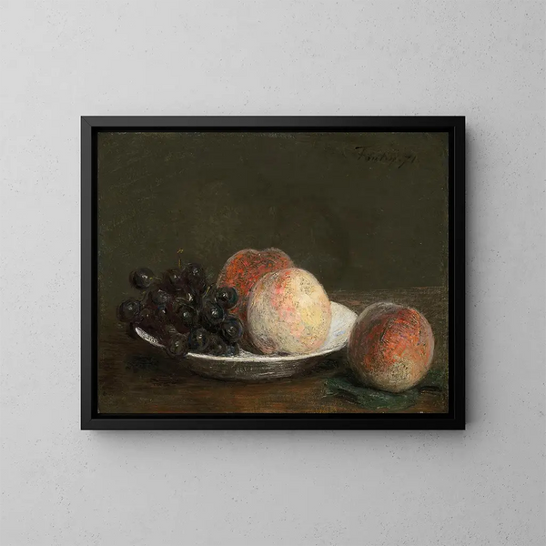 Pesche e uva in una ciotola di porcellana - Henri Fantin-Latour — quadro incorniciato alla parete