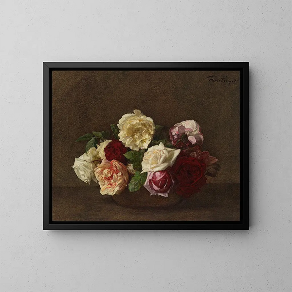 Rose in un vaso - Henri Fantin-Latour — quadro incorniciato alla parete