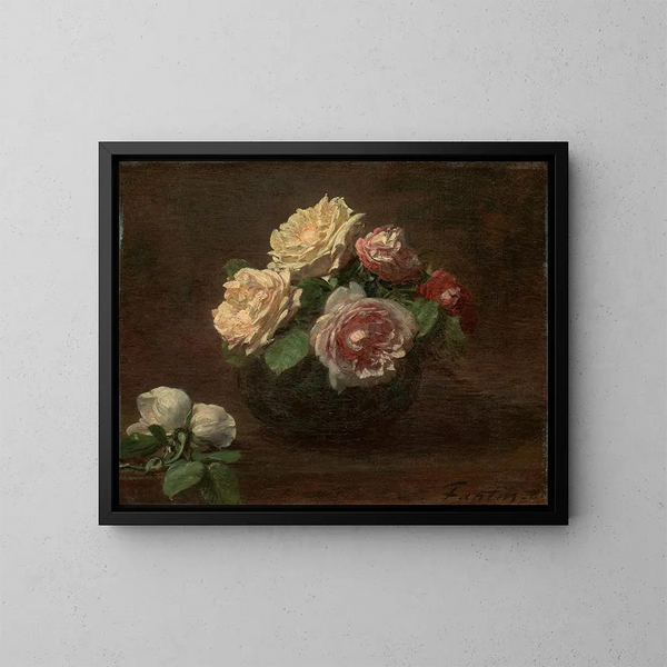 Rose in una ciotola - Henri Fantin-Latour — quadro incorniciato alla parete