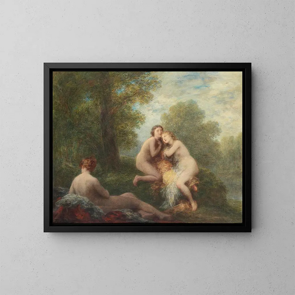 Tre nuotatrici preoccupate - Henri Fantin-Latour — quadro incorniciato alla parete