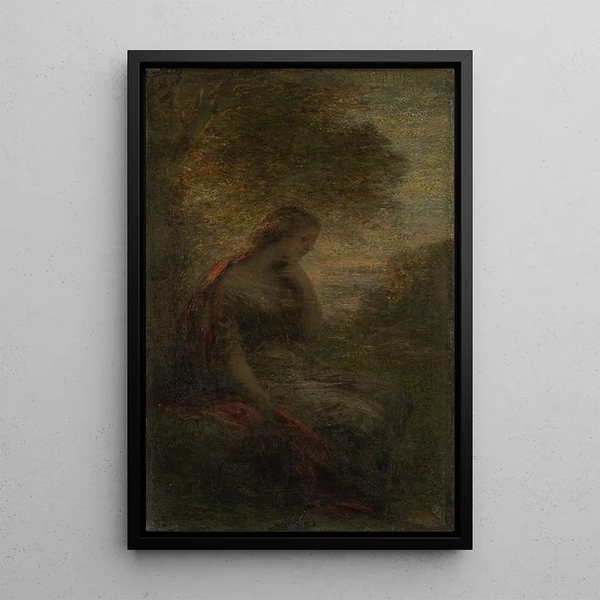 Giovane donna sotto un albero al tramonto, chiamato Autunno - Henri Fantin-Latour — quadro incorniciato alla parete