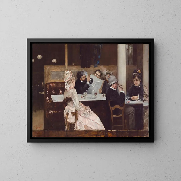 Scène di caffè a Parigi - Henri Gervex — quadro incorniciato alla parete
