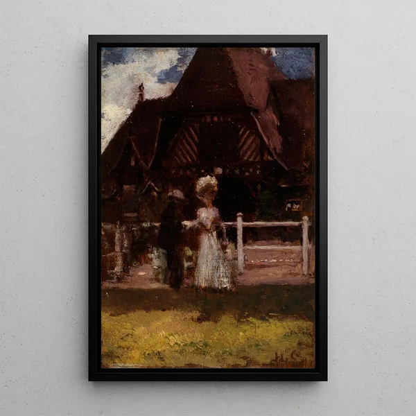 Studio per un quadro non identificato che mostra l'ippodromo di Deauville - Henri Gervex — quadro incorniciato alla parete