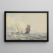 Vista sul mare aperto con tre velieri - Henri Le Hon — quadro incorniciato alla parete