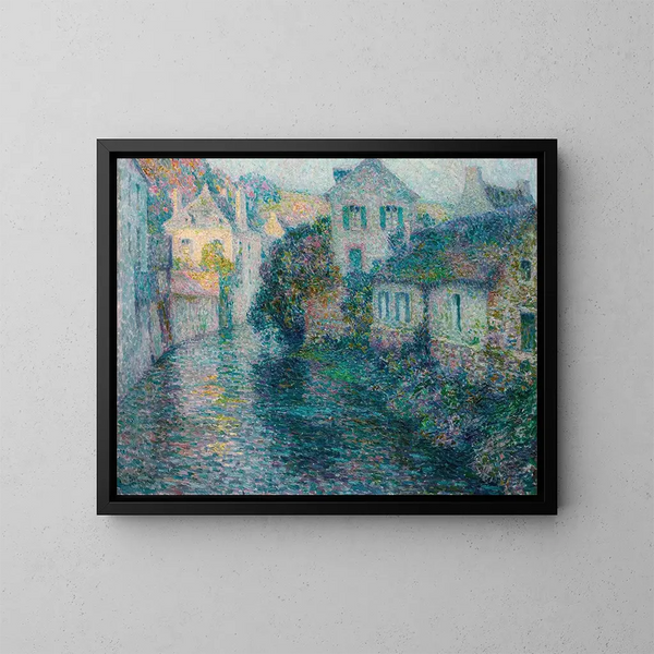 Le vecchie case di Quimper - Henri Le Sidaner — quadro incorniciato alla parete