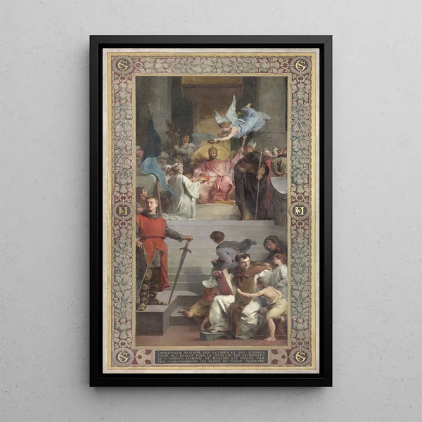 Gli ambasciatori di Haroun al-Rachid offrono le chiavi del Santo Sepolcro a Carlo Magno - Henri Léopold Lévy — quadro incorniciato alla parete