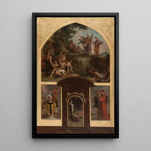 Predicazione di san Denis e conversione dei Galli Decollazione di san Denis Cristo in croce San Rustico e san Eleutero - Henri Léopold Lévy — quadro incorniciato alla parete