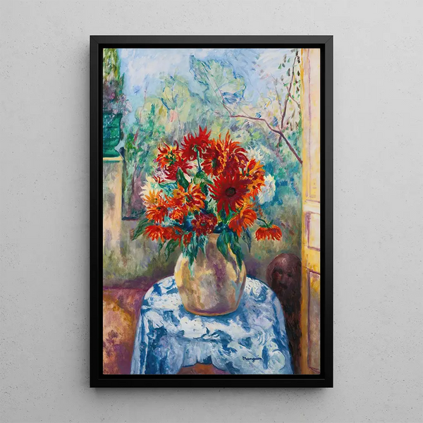 Dahlias sur la terrasse de Loustalet Saint-Tropez - Henri Manguin — quadro incorniciato alla parete