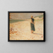 Donna in abito tradizionale in piedi su una spiaggia - Henri Martin — quadro incorniciato alla parete
