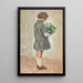 Fillette in grembiule da studentessa che tiene un mazzo di fiori - Henri Martin — quadro incorniciato alla parete