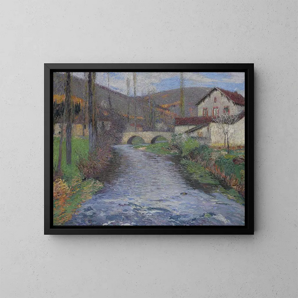 L'école et le ponte sul verde Labastide-du-Vert - Henri Martin — quadro incorniciato alla parete