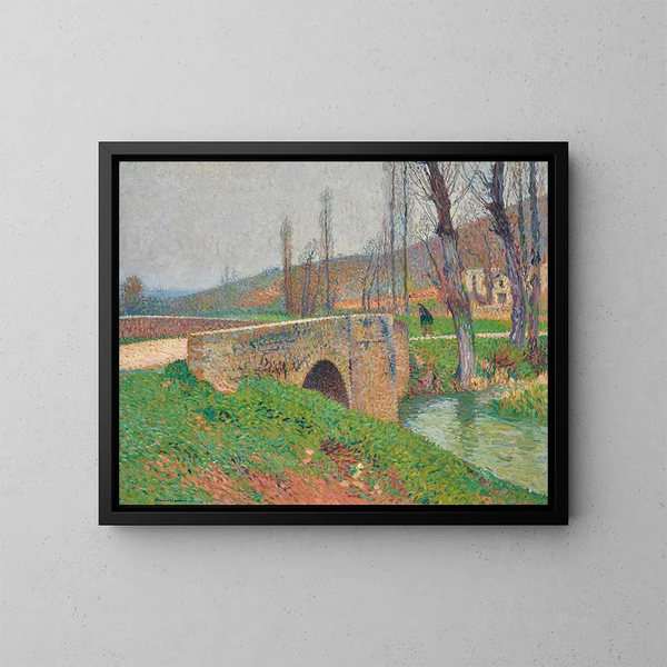 Il ponte sotto un cielo grigio - Henri Martin — quadro incorniciato alla parete