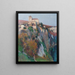L'église Saint-Cirq-Lapopie appollaiée sur la falaise de la boucle du Lot, cielo blu - Henri Martin — quadro incorniciato alla parete
