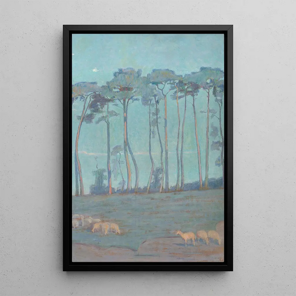 Paesaggio blu con pecore - Henri Rivière — quadro incorniciato alla parete