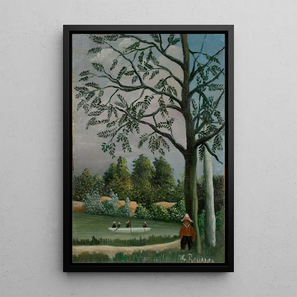 Paesaggio con pescatori - Henri Rousseau — quadro incorniciato alla parete