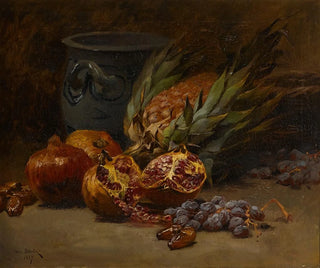 Nature morte con melograni e ananas - Henri Saintin — vista dell’opera