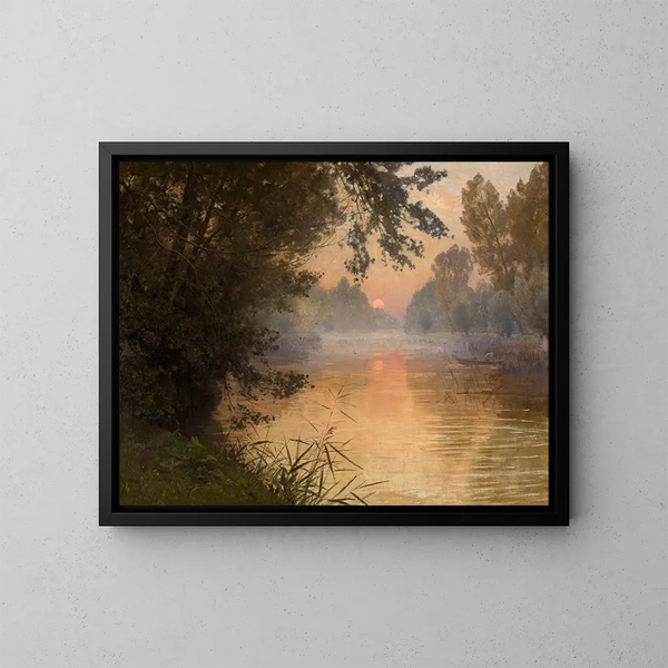 Tramonto sul fiume Loing - Henri Zuber — quadro incorniciato alla parete