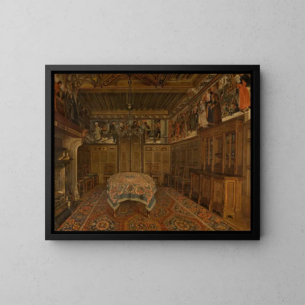 La sala da pranzo dell'artista Henri Leys - Henri de Braekeleer — quadro incorniciato alla parete