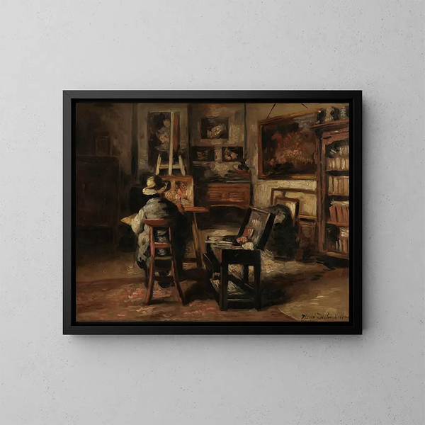 L'atelier de Ferdinand De Braekeleer I, padre del pittore - Henri de Braekeleer — quadro incorniciato alla parete