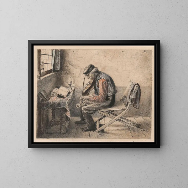 Il violinista - Henri de Braekeleer — quadro incorniciato alla parete