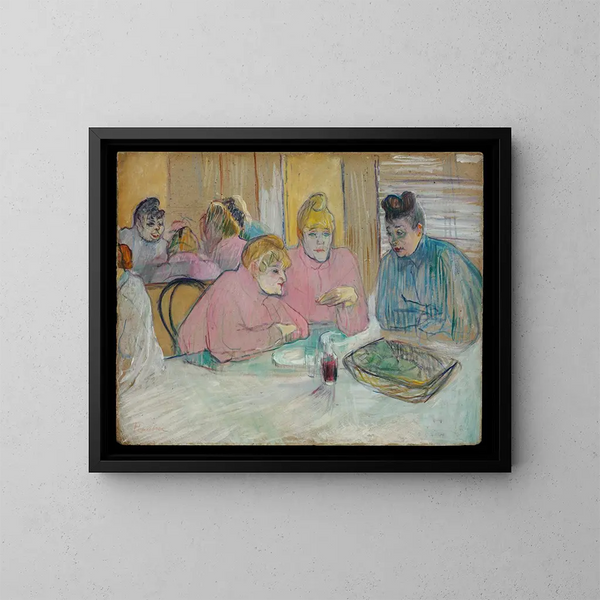 Le Dame nella sala da pranzo - Henri de Toulouse-Lautrec — quadro incorniciato alla parete