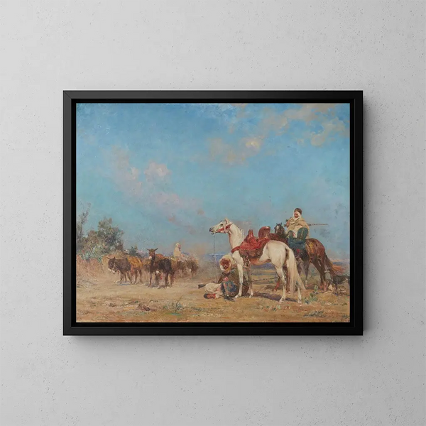 Una carovana a riposo - Henri Émilien Rousseau — quadro incorniciato alla parete