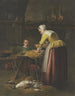 Donna e bambino in cucina con carote e pollame - Henricus Franciscus Wiertz — vista dell’opera