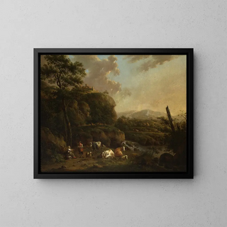 Henricus Josephus Antonissen - Mountain Landscape with Shepherds.webp