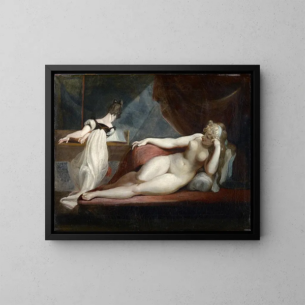 Nu couché e donna al pianoforte - Henry Fuseli — quadro incorniciato alla parete