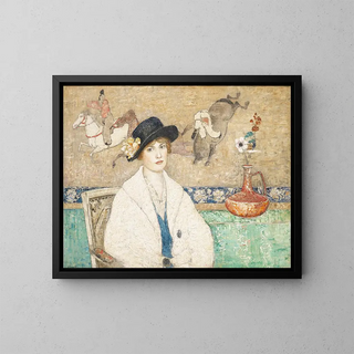 Il cappello nero di Mademoiselle Dorothy Hart - Henry Golden Dearth — quadro incorniciato alla parete