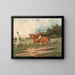Cavallo da corsa marrone con fantino su una pista di allenamento e un paesaggio boscoso sullo sfondo - Henry Herman Cross — quadro incorniciato alla parete