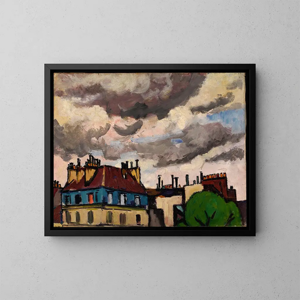 Tetti e nuvole a Parigi - Henry Lyman Saen — quadro incorniciato alla parete