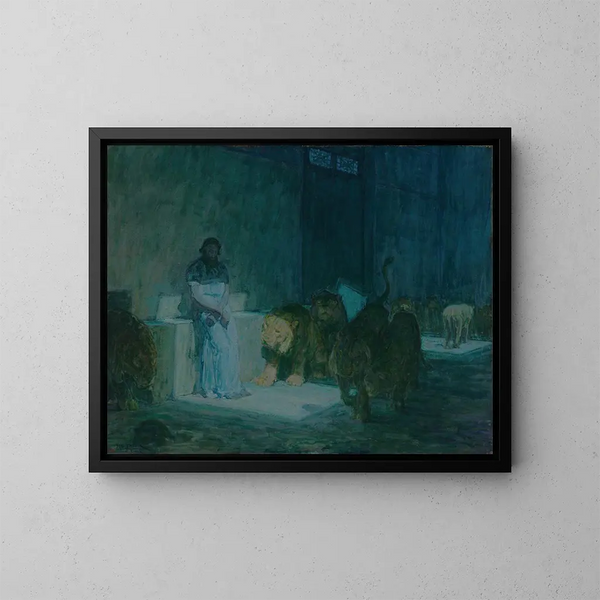 Daniel nella fossa dei leoni - Henry Ossawa Tanner — quadro incorniciato alla parete
