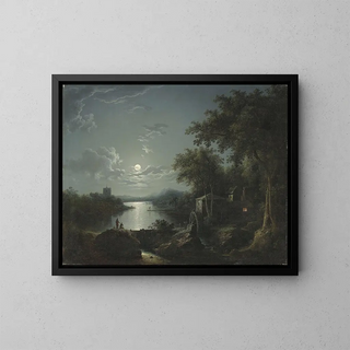 Henry Pether - Moonlit fishing on the riverbank.webp