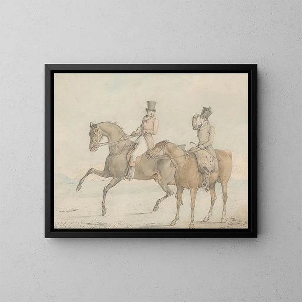 Un gentiluomo a cavallo con un maniscalco e conversando - Henry Thomas Alken — quadro incorniciato alla parete