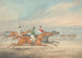 Corsa di steeple-chase Tre cavalieri che galoppano verso destra Spettatori a cavallo sullo sfondo - Henry Thomas Alken — vista dell’opera
