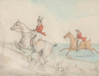 Henry Thomas Alken - Two Riders Taking a Double Fence.webp