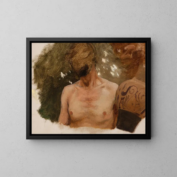 Studio del busto di un giovane nudo con un vaso - Henryk Siemiradzki — quadro incorniciato alla parete