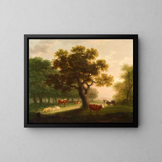Herbert Pugh - Landscape with Cattle Sheep and Distant Figure.webp