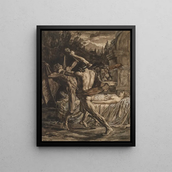 Herbert Thomas Dicksee - Hercules wrestling with Death for the soul of Alcestis.webp