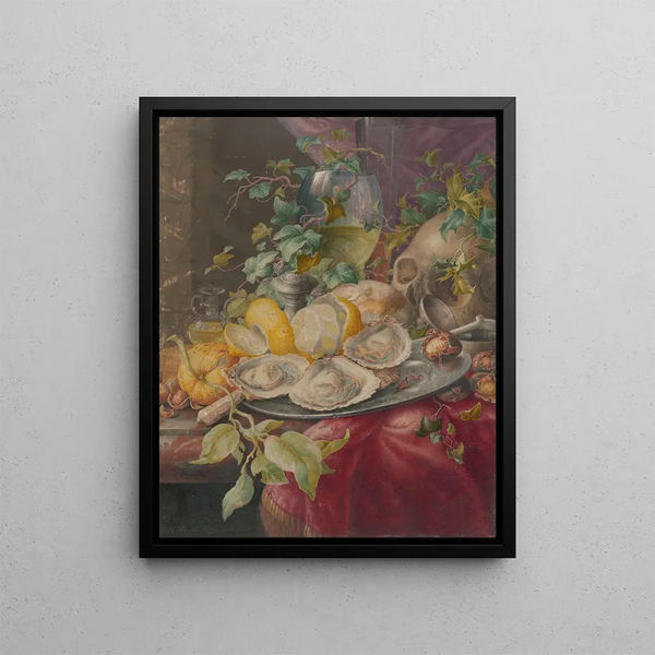 Herman Henstenburgh - Vanitasstilleven met oesters en schedel.webp